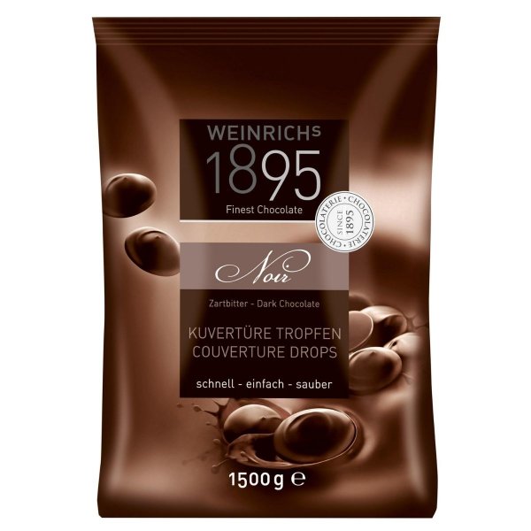 Zartbitter Schokolade, Dunkle Kuvert&uuml;re, Tropfen, 1,5 kg, Weinrichs 1895 Finest Chocolate,