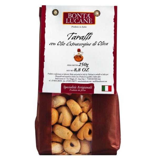 Taralli mit Oliven&ouml;l,Taralli all&rsquo;olio extra vergine, 250 g, Bont&agrave; Lucane, Italien