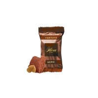 Tartufi Neri, Dunkle Schokoladen-Pralinen mit Haseln&uuml;ssen und gehackten Kakaobohnen, 160g, Dulcioliva