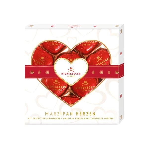 Marzipan Herzen, Marzipan-Pralinen mit Zartbitter-Schokolade, 125 g, Niederegger