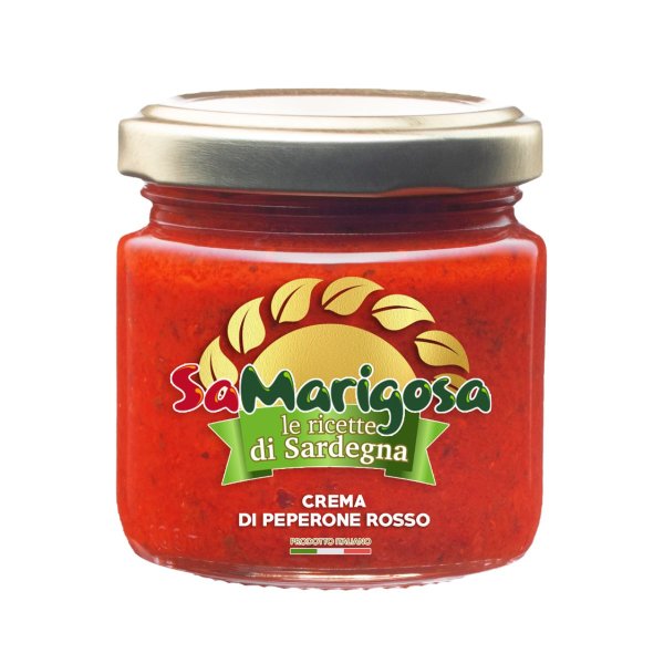 Crema di Peperoni Rossi Piccante , Pikante Creme aus roten Paprika, Glas 90 g, Sa Marigosa
