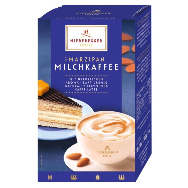 Marzipan Milchkaffee, 10-Stick Portionsbeutel, mit Mandelgeschmack, 200 g, Niederegger
