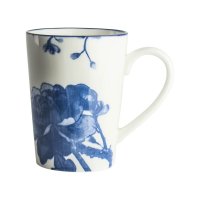 Kaffee-Becher Tasse mit Henkel Pfingstrose 330ml - Out of the Blue, Weiß Blau, Gusta, 8,4 x 10 cm