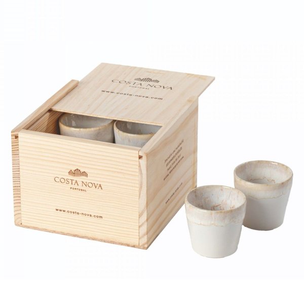 Costa Nova Espressotasse Grespresso, Weiß, 8 Stück in Holz-Geschenkbox, 90 ml, 6,7 x 5,9 cm