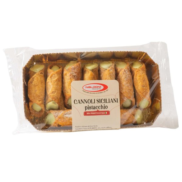 Cannoli Siciliani Pistacchio, sizilianische Gebäckröllchen gefüllt mit Pistaziencreme, 200 g, Dolciaria Naldoni