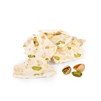 Torrone mit Mandeln und Pistazien in Stücken,...