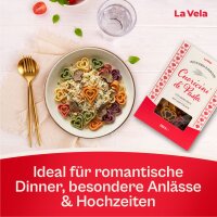 La Vela Cuoricini di Pasta, Bunte Nudel Herzen in der Geschenkpackung, 250g