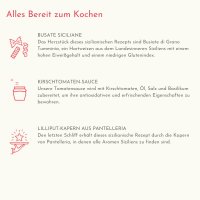 Kochbox Busiate Siciliane mit Kirschtomaten, Oliven und Kapern, My Cooking Box