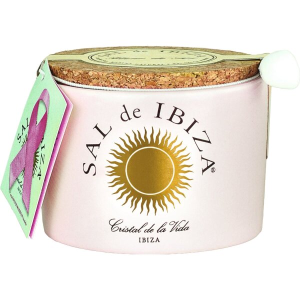 Fleur de Sel ,La vie en rose  im Keramik-Topf, mit Rosenblättern, 140 g, Sal de Ibiza