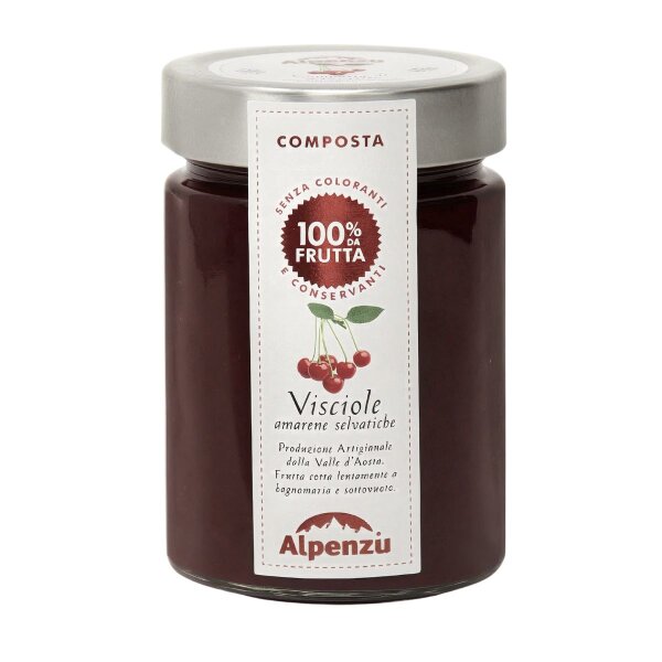 Composta di Visciole 100 % da Frutta, Visciole Sauerkirsch-Fruchtaufstrich aus 100% Frucht, 350g, Alpenzu