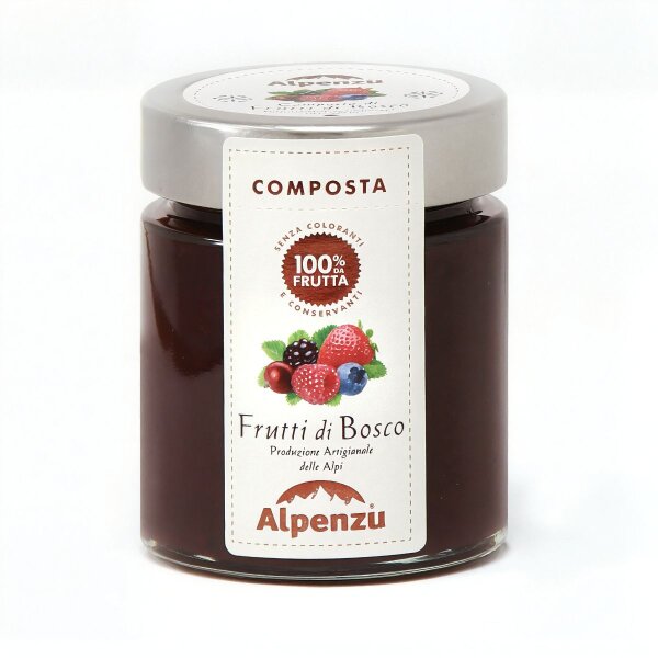 Composta di Frutti di Bosco 100 % da Frutta , Waldbeeren-Fruchtaufstrich aus 100% Frucht, Alpenzu