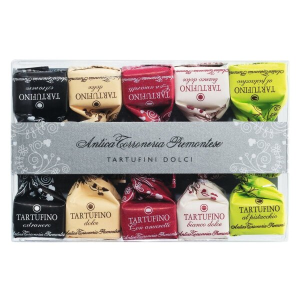 Tartufini Dolci Misti, Mini-Schokoladentrüffel gemischt, mit Piemont Haselnüssen, 70g, Antica Torroneria Piemontese