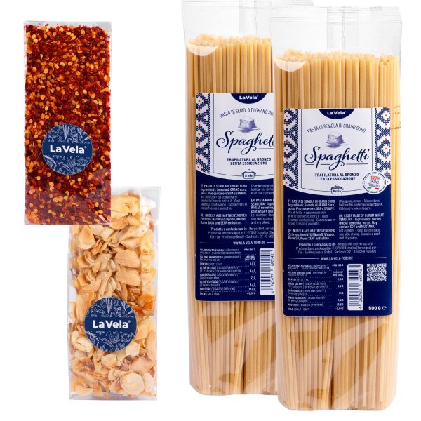 La Vela Genusswelten Set "Spaghetti Aglio Olio e Peperoncino" – Original italienische Zutaten von La Vela
