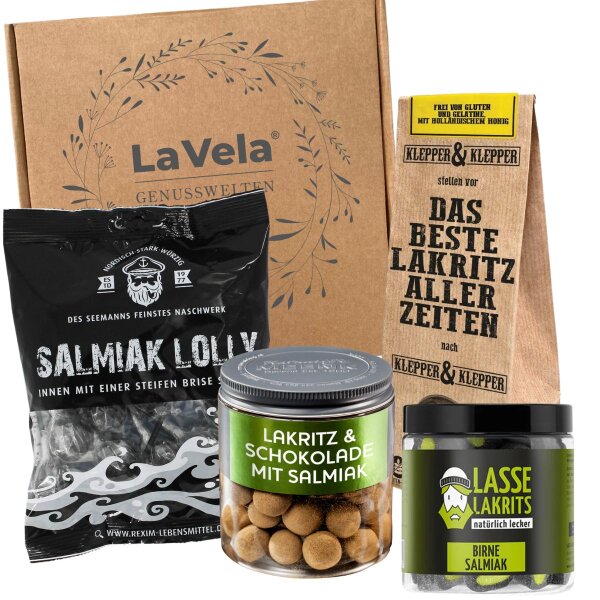 La Vela Genusswelten Lakritz Geschenkset "Süßholzraspler", Süßes und Fruchtiges Lakritz, 4 Sorten, 715 g