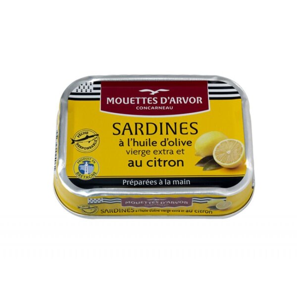 Les Mouettes dArvor Sardinen mit Zitrone, 115g, Conserverie Gonidec