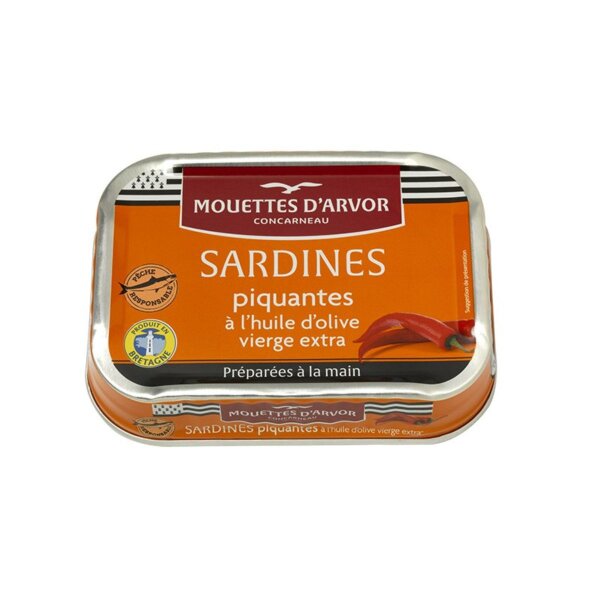 Les Mouettes dArvor Sardinen „Piquantes“ mit Chili, 115g, Conserverie Gonidec