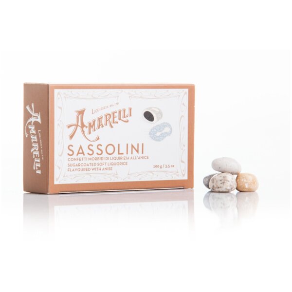 Amarelli Sassolini, Lakritz mit Zuckerüberzug Anis Vanille, 100g, Amarelli Italien
