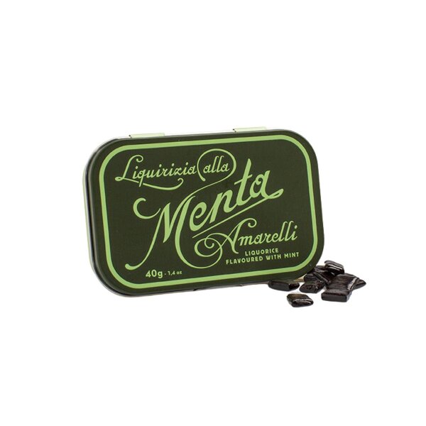 Amarelli Menta, hartes Lakritz mit Minze, nostalgische Dose, 40 g, Amarelli Italien