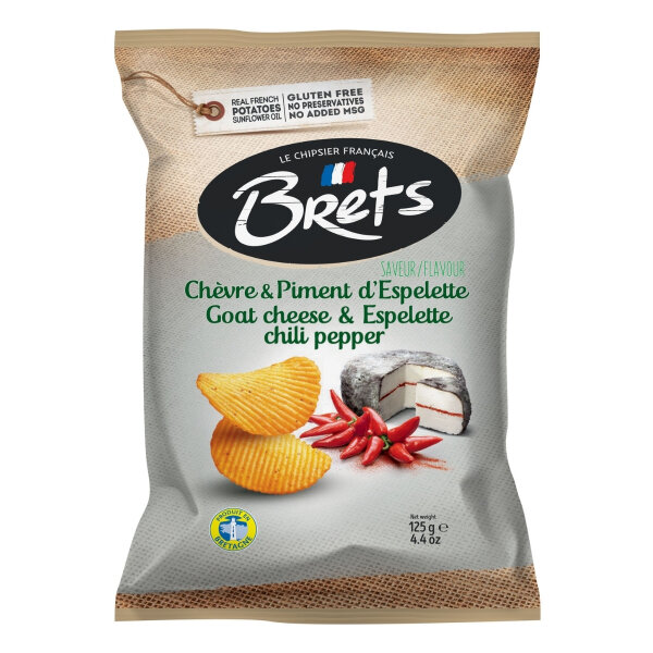 Chips mit Ziegenkäse-Piment Geschmack, 125g, Brets