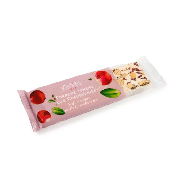Torrone mit Mandeln und Cranberries, soft, Torrone tenero con Cranberries, 100g, weißer Nougat, Dolcital