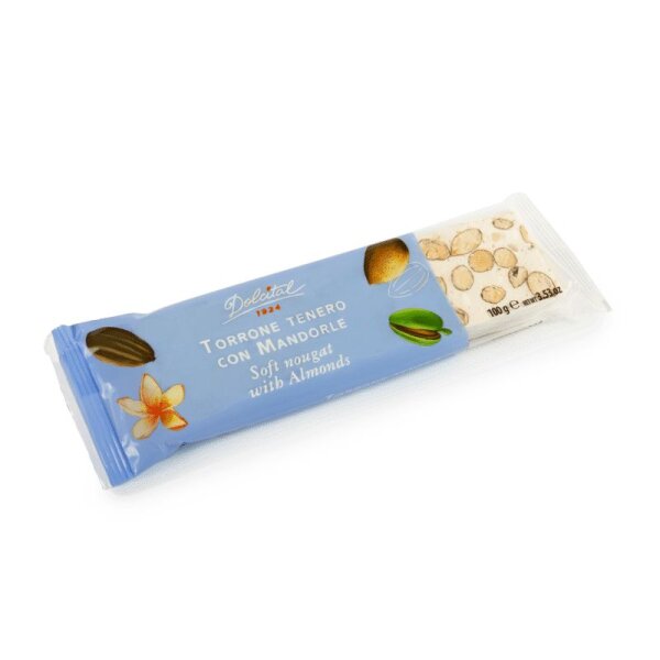 Torrone mit Mandeln, soft, Torrone tenero con Mandorle, 100g, weißer Nougat, Dolcital