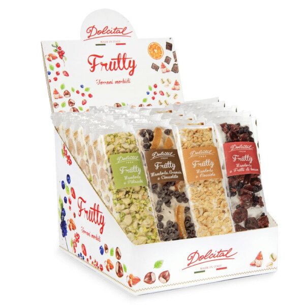 Torrone Frutty Classic mit Mandeln, soft, Torrone Tenero Frutty Classic, 100g, weißer Nougat, Dolcital