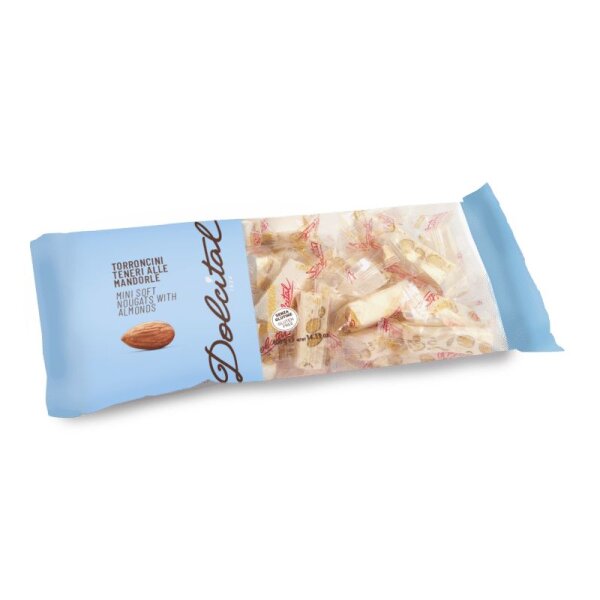 Torroncini mit Mandeln, soft, Torroncini Teneri Mandorle, 400g, weißer Nougat, Dolcital