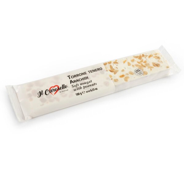 Torrone mit Erdnüssen, soft, Torrone tenero Arachidi Il Carosello, 180g, weißer Nougat, Dolcital