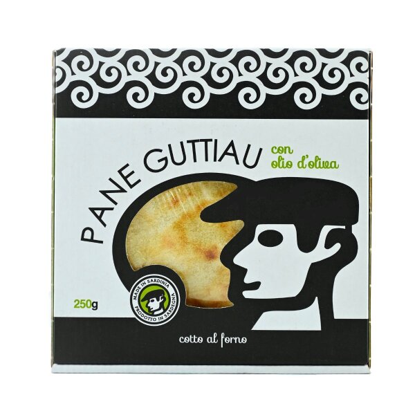 Pane Guttiau mit Olivenöl, traditionelles dünnes knuspriges Fladen-Brot aus Sardinien, 250g, Guttiau